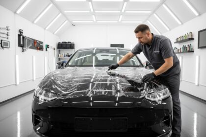 Voiture protégée par un film de protection sur la carrosserie