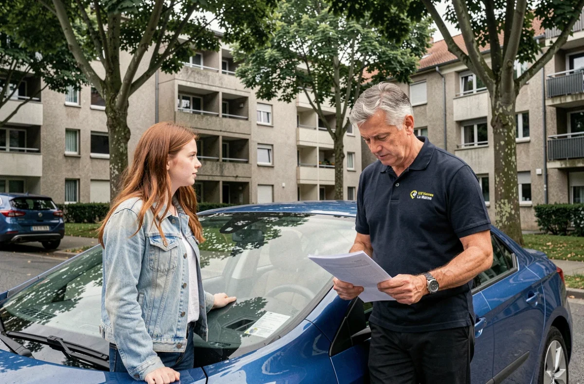 Élève et moniteur du CER Vannes La Marne dans le quartier résidentiel de Vannes