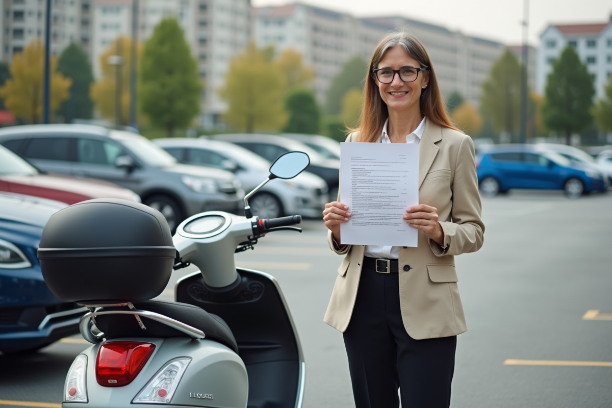 Femme vérifiant ses documents d