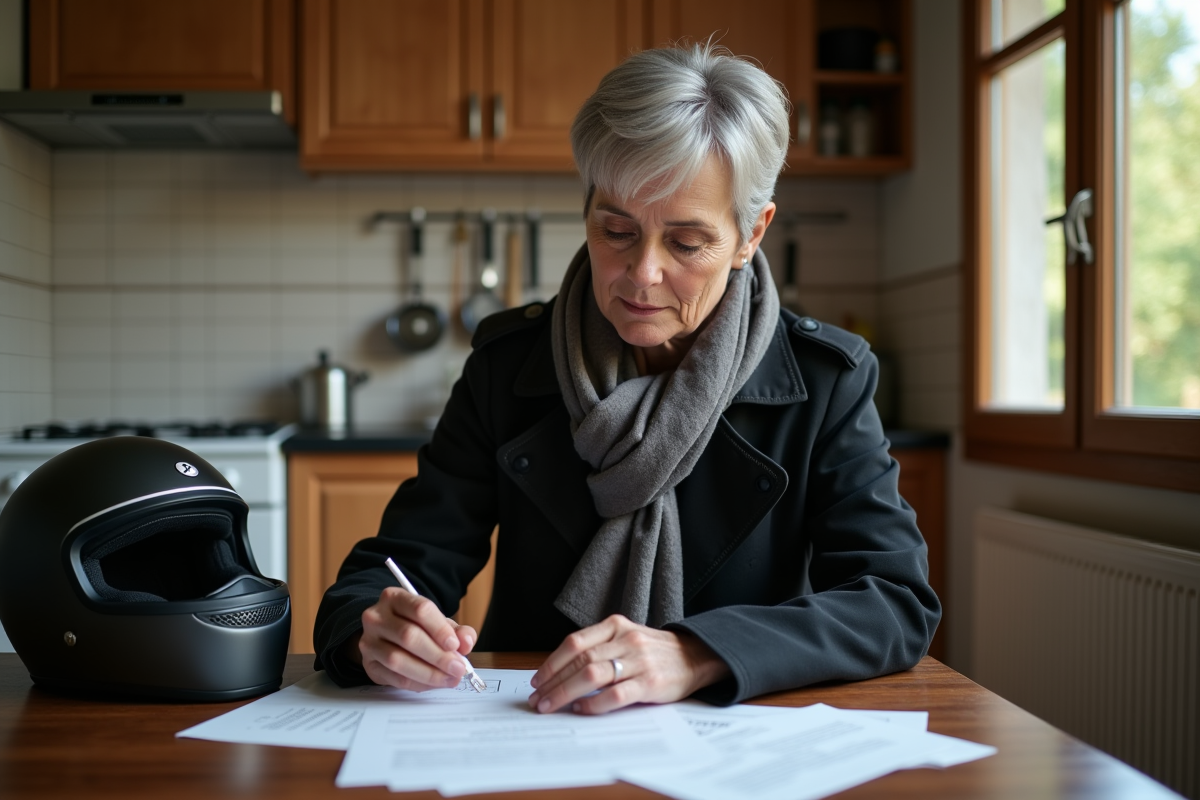 Femme vérifiant ses documents d