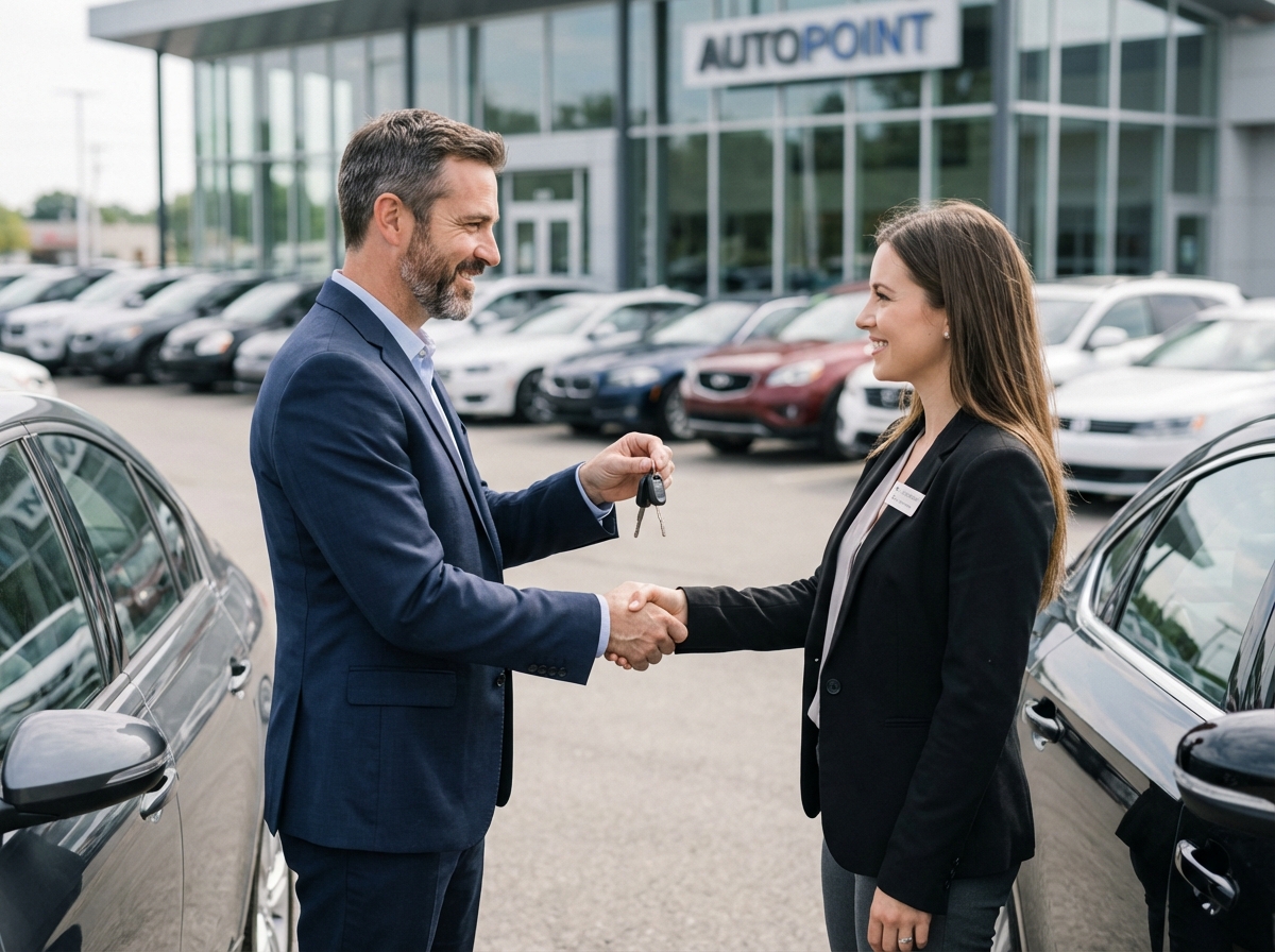 Homme d'affaires remettant les clés à un agent automobile