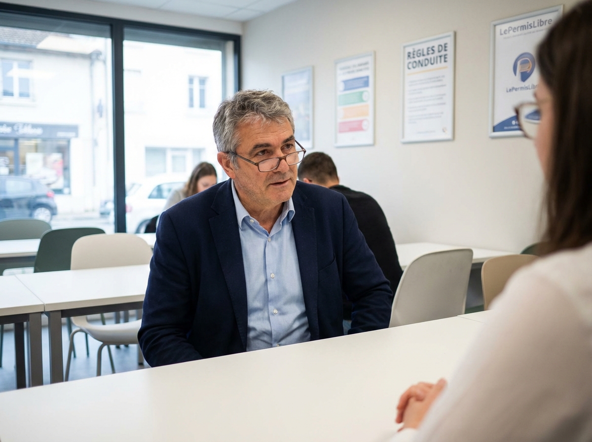 Homme professionnel dans une salle de classe moderne à L