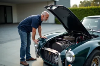 Ingénieur automobile expliquant le moteur à une jeune femme