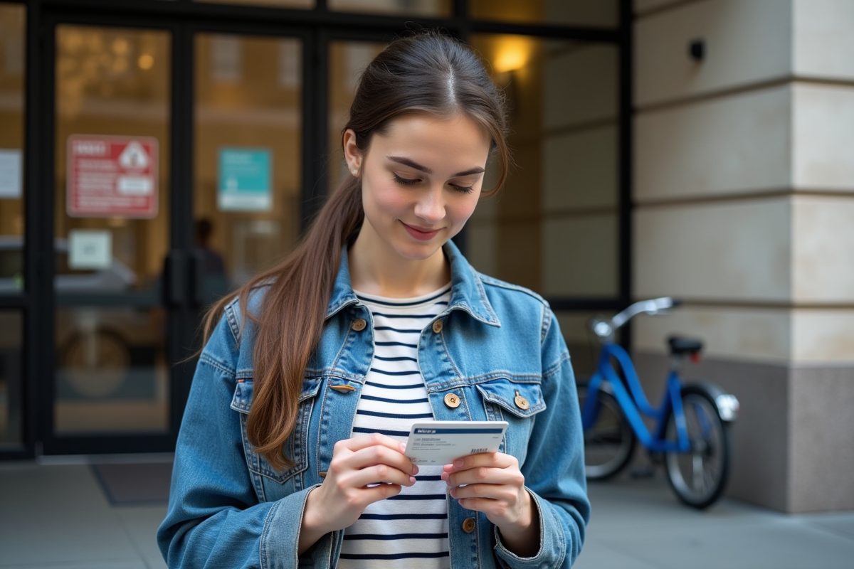 Jeune femme vérifie la date d