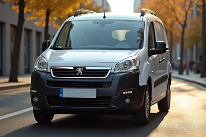 Voiture Peugeot Partner Tepee en ville en plein jour