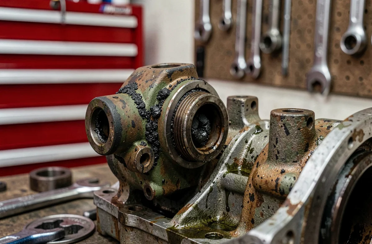 Vanne EGR encrassée et tendeur de chaîne usé du moteur BMW M47, problèmes de fiabilité